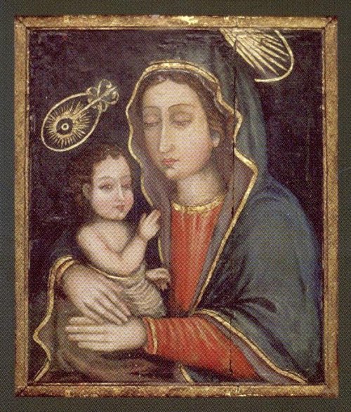 Virgin Mary & Child: There are at least seven icons of the Theotokos attributed to St. Luke scattered around the world. The first one appeared in the 5th century in Palestine and was sent to Constantinople.
