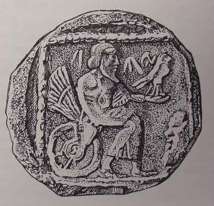 Yahweh (Jehovah) image on a 4th century BCE Judean coin. Yahweh aka Jehovah
