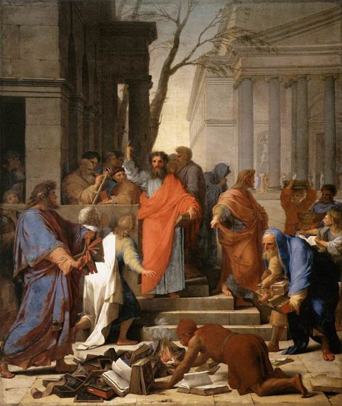 St Paul burns the sacred library of Ephesus.
