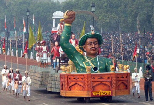 Tipu Sultan tableau float for Karnataka, Republic Day Parade, 2014.