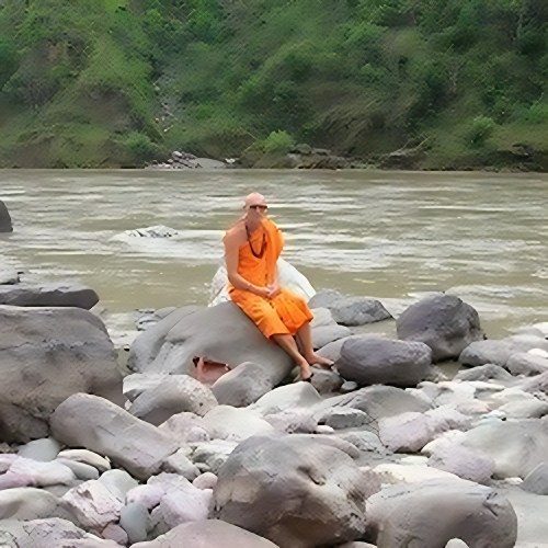 Swami Devananda at the Ganga above Rishikesh. Swami Devananda Saraswati