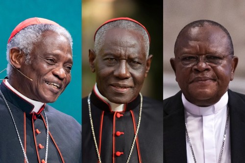 Potential Black Popes: Peter Turkson of Ghana, Robert Sarah of Guinea and Fridolin Ambongo of Congo.